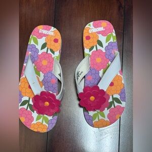Gymboree Floral Flip Flops with Pink and Orange Accents, NWOB